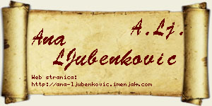 Ana LJubenković vizit kartica